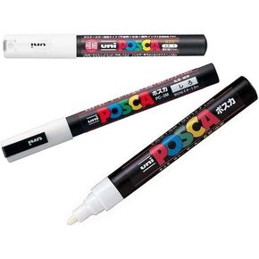 3 kinds of Uni Posca WHITE Paint Marker Pen Extra Fine 0.7mm / Fine Point 0.9-1.3mm / Medium Point 1.8-2.5mm (total 3 pens)