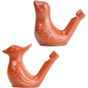 2Pcs Bird Water Whistles Ceramic Warbler Bird Whistle, Clay water whistle Funny Waterfowl Bird Caller Whistle For Birthday Gifts or Outdoor Accessories