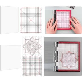 Briartw 2 Size/Set Photopolymer Grip Mat with Printed Guides | Fit in Stamp Positioning Tool | Multi-Use Non-Slip Sticky Mats for Stenciling, Ink Blending & More! (4.75x6", 6x6"Sizes)