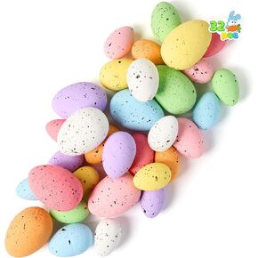JOYIN 32Pcs Foam Easter Eggs, Assorted Pastel Speckled Easter Eggs for Indoor Table Centerpiece Decoration, Party Favor, Bowl Fillers Wreath Garland