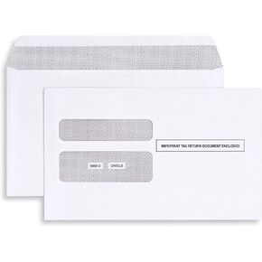 W2 Envelopes Designed for Printed W2 Laser Tax Forms, 25 of Double Window - Self-Seal- Security Envelope, For QuickBooks Desktop and Other Tax Software, 5 5/8’’ x 9’’