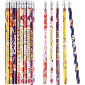 PLULON 60 Pieces Birthday Pencils for Students Bulk, Happy Birthday Pencils with Erasers for Kids, Happy Birthday Teacher Pencils Party Favors Supplies Goodie Bags