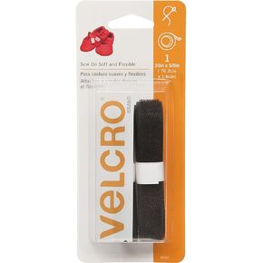 VELCRO Brand Soft & Flexible Sew-On Tape Black 5/8 Inch x30 Inch