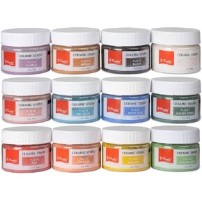 Ceramic Stains - 2 fl oz Each Color, Colorants for Clay, glazes, Clay Slip Pottery Glaze, Ceramic Glaze - Set of 12 Colors