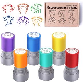 6-Piece Set of Teacher Stamps - Teacher Stamps for Classroom, Teacher Stamps for Grading, Teacher Stamp Self Inking Stamp, Behavior Stamps for Teachers
