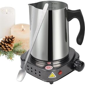 YARRD Starter Candle Making Kit for Beginners– Candle Making Pouring Pot with Long Stain Spoon Electric Hot Plate Candle Making Kit for Candle Making Supplies Candle Wax Melting Pot with Hot Plate