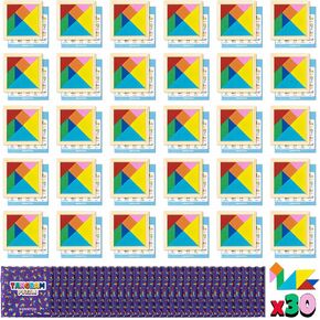 Tangram Puzzle Wooden Pack 30 Kids Party Favors - BONNYCO | Goodie Bags Stuffers for Kids 3-5 4-8, Return Gifts for Birthday Party, Goody Bag Stuffers | Party Favors, Pinata Toys Bulk Classroom Prizes