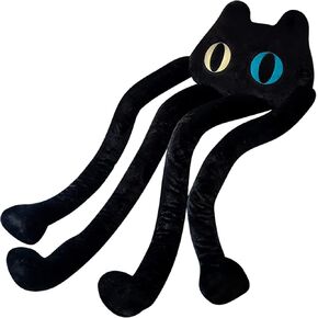 Long Cat Plush Pillow, 39" Cute Black Cat Stuffed Animals Kawaii Soft Plushies,Big Plush Toys Gift for Girlfriend Kids
