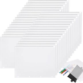 60 Pieces 4 Ring Binder Zipper Pouch 4 Holes Clear Poly Zip Envelopes Waterproof PVC Zipper Folders Binder Pouch Filing Bags for School Office Travel Storage Document Letter Size Supplies (A4 Size)