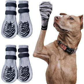 Anti-Slip Dog Socks with 2 Adjustable Straps, Suitable for Hardwood Floors and Warm/Cold Pavements, Anti-Licking and Anti-Slip, Ideal for Dog Paw Protection,for All Dog Breeds (L)