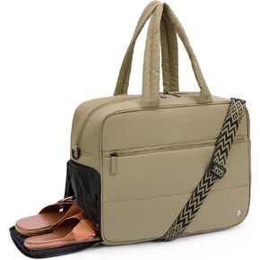 CLUCI Weekender Travel Bag for Women Puffer Tote Bag Carry On Duffle Overnight Bags with Shoe Compartment Black