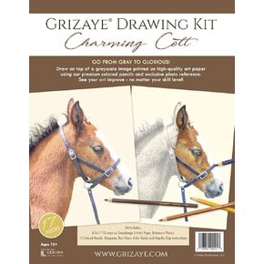 Grizaye Drawing Kit: Charming Colt | Set of 12 Colored Pencils, Photos, Step-by-Step, and Color Guide