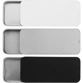 3 Pcs Metal Tin Box Small Tin Containers Mini Tin Box Metal Slide Top Tin Containers Small Tin Box Metal Tins with Lids for Wedding Jewelry Lip Balm Container Cosmetic Organizer(3 Colors)