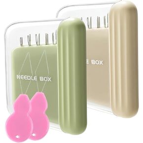 AGLOO Mini Magnetic Sewing Needle Case - Portable Needle Storage Box Pin Holder Organizer - Including Needles & Threaders
