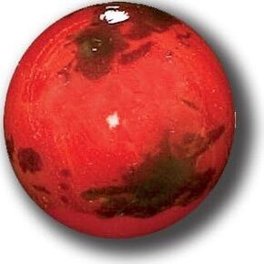 Red Mars Marble with 3 Color Mountains & Ice Caps, 5 in A Pouch, 1 Inch Diameter