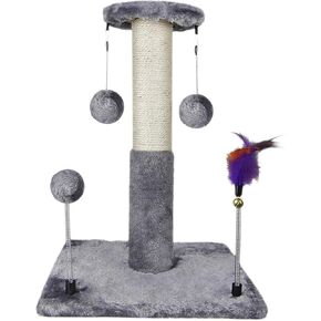 Sisal Scratching Post with Two Replacement Hanging Balls for Cat Play and Exercise