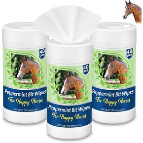 3 حزمة مناديل ببت الحصان 120 PCS Peppermint Bit Bit Pleinters للاطلاع على مناديل التنظيف المتاح للخيول للغة الإنجليزية أو البتات الغربية