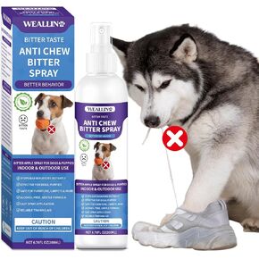 Upgrade No Chew Spray for Dogs - 6.76 Fl Oz Bitter Apple Spray for Dogs, Stops Chewing and Licking, Dog Deterrent Spray Protects Furniture, Prevents Wound Licking, Non-Toxic, Alcohol-Free