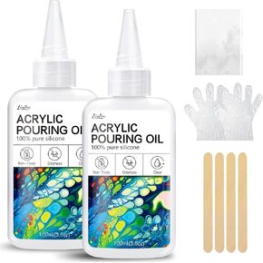 Premium Silicone Pouring Oil - 7 oz Pure Silicone Oil Medium Compatible with Painting Acrylic or Watercolour - Acrylic Pouring Paint for Dramatic Visual Painting Arts, Cell Creation Activator