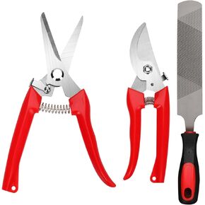 3pcs Goat Hoof Trimmers and File, Nail Clippers for Goats Hoof Nippers Curved/Straight Head Sheep Hoof Trimming Shears Hoof Rasp Horseshoe File for Goat Sheep Lamb Pig Animal Hooves (Red)