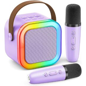 Karaoke Machine for Kids, Kids Karaoke Machine for Girls with 2 Wireless Microphones, Mini Portable Bluetooth Speaker Kids Karaoke Machine Gifts for Girls and Boys Family Party