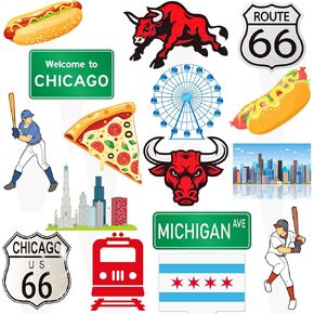 Chicago Cupcake Toppers Us Chicago City Party Decorations 48pcs Chicago موضوع حفلة كب كيك تختار شيكاغو إلينوي ديكورات لميشيغان مرحبًا بك في لوازم شيكاغو للحفلات