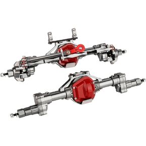 Aluminum Front & Rear Portal Axles for Axial SCX10 & SCX10 II 1/10 RC Crawler Car Axle Set Metal Upgrades Part (Titanium)