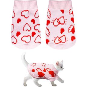 choyaxo 2pcs Knitted Dog Sweaters Heart Sweater for Small Dog Kitten Puppy