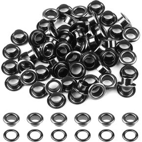 120 Pair Metal Black Eyelets 3mm/6mm, 2 Size Grommets Eyelets with Washers 1/4 Grommet Kit for Canvas, Shoes, Clothing, Eyelets for Paper Crafts for Leather Grommets Eyelets for Fabric
