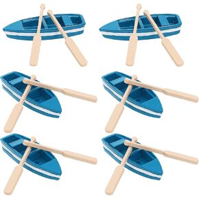 6 Pcs Canoe Rowing Boat Decor Mediterranean Decor Bedroom Tabletop Decor Wood Boat Sail Boat Mini Boats Boat Ornament Ocean Decor Nautical Boat Model Sailing Boat Miniature