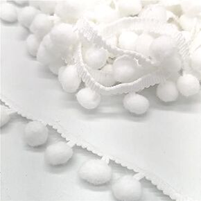5 Yards 25mm Pom Pom Trim/Bobble Ribbon/Bobble Fringe/Pom Poms Balls Fringe Trim Pom Poms Tassel Lace Pom Pom Trim for DIY Crafts Decorating (White)