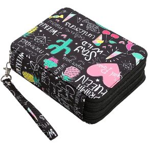 Lbxgap Portable Colored 72 Slots Pencil case Organizer with Printing Pattern for Watercolor Pens or Markers, Pencil Case Organizer for Artist