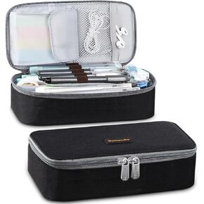 Homecube Capacious Pencil Case Marker Holder Pouch Desk Organizer Big Pencil Bag with Zipper Large Storage Box for College Middle School Office Supplies Stationery - Black