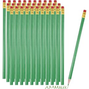 PATIKIL Erasable Colored Pencils, 48 Pcs Oil Color Pencils with Erasers Hexagonal Rod Wooden Colored Pencils for Tests Marking Grading Art Painting, Green