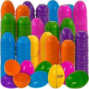 stargo 50 Pack - Easter Eggs 3.2" Large Plastic Eggs Empty And Fillable For Easter Egg Hunt, Party Favor, Surprise Egg, Bright Multicolored Eggs