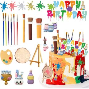 LAST HOE DOWN Art Cake Decorations Paint Brush Cupcake Toppers Paint Cake Decorations Art Themed Party Cake Decoration
