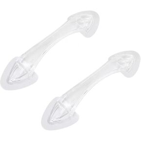 Stainless Steel Litter Box Pulls,8.86"x2.36" Strong Adhesive Cabinet Handles,No Drilling Required,Multipurpose Drawer Pulls,Metal Litter Box Self-Stick Push Pull Helper,Plastic Pull(Clear Black,2 pcs)