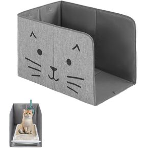 Waterproof Cat Litter Box Enclosure Splash Guard with Removable Mat, Cat Box Enclosure with 2 Hooks for scoop, Anti-Leakage, Dust Control, Easy to Clean-24.02 x 16.14 x 16.14 inches