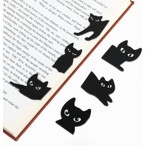 Magnetic Paper Bookmarks, 6 Pieces Assorted Cute Black Cat Book Marks for Reading Women Unique Bookmarks Kawaii Black Book Markers Clip Gifts for Teachers, Students, Book Lovers, Printing on 2 Side