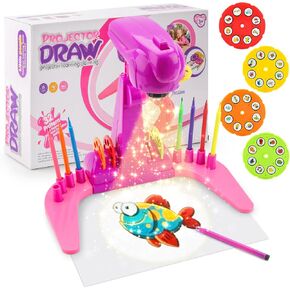 Kids Drawing Projector, Tracing and Drawing Projector Toys,Kids Smart Projector with 32cartoon patters and 12color Brushes for Children Learn to Draw and Sketch (Purple)