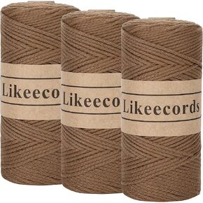 100% Cotton Crochet Bag Cord 2mm 170m Macrame Cord 2mm Crochet Thread Macrame Rope Gift for Knitter (Apricot)