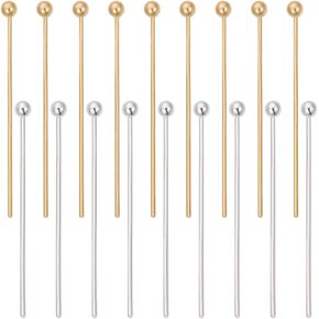 Beebeecraft 1 Box 200Pcs Ball Head Pins Gold Silver Straight Bendable Eye Beading Pins for Jewelry Making Findings DIY Charms Beads Crafts Earring Bracelet Necklace Pendants Accessories Supplies