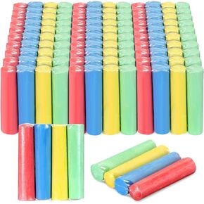120 Pcs Sidewalk Chalks Set in 30 Count 4 Colors Non Toxic Jumbo Chalk for Party Gift Outdoor Art Play Painting(Red, Yellow, Blue, Fruit Green,Classic)