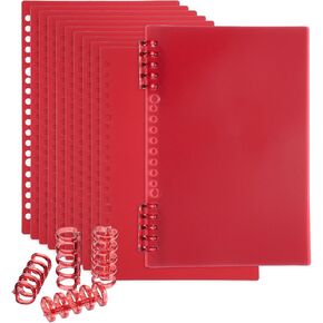 PATIKIL 12 Pack Binding Covers, A5(8.4x5.7 Inch) 22 Mil Plastic Notebook Covers Sheets with Binding Comb for Book Report Presentation, Red