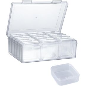 Bead Organizer Box, 15Pcs Small Bead Organizers and Storage Plastic Cases Mini Clear Bead Storage Containers Boxes with Hinged Lid and Rectangle for Bracelet Making DIY Jewelry Craft Nai