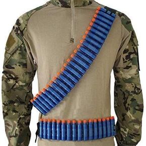 2 Pcs Plastic Blue Foam Toy Gun Bullet Dart Holder Blasters Foam Play Foam Ammunition Belt Refill Shoulder Chest Hand Strap Tactical Wrist Band Shoulder Strap Game War Set
