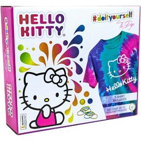 – Hello Kitty - Tie Dye Set - Set Includes with a T-Shirt, 3 Colored Paints, Lining, Gloves and Elastic Bands, Pack of 1 (XXL)