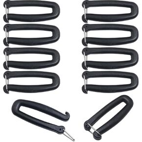 10PCS Detachable Square Buckle Outdoor Rucksack Satchel Elastic Hook Buckle ID 38mm/1.5in Clip On U Buckle POM Adjustable Buckle for Webbing Attachment Hook Black