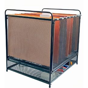 Mesh Desktop Hanging File Organizer with Drawer,Office Supplies and Home Filing Organizer,Letter Size,Black