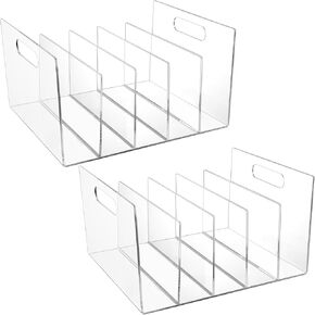 2 Pcs Acrylic File Organizer 5 Slots Acrylic File Sorter Clear Desktop File Collator Acrylic Desk Organizer Sturdy Acrylic File Folder Holder for Mail Letter Paper Document Office Home